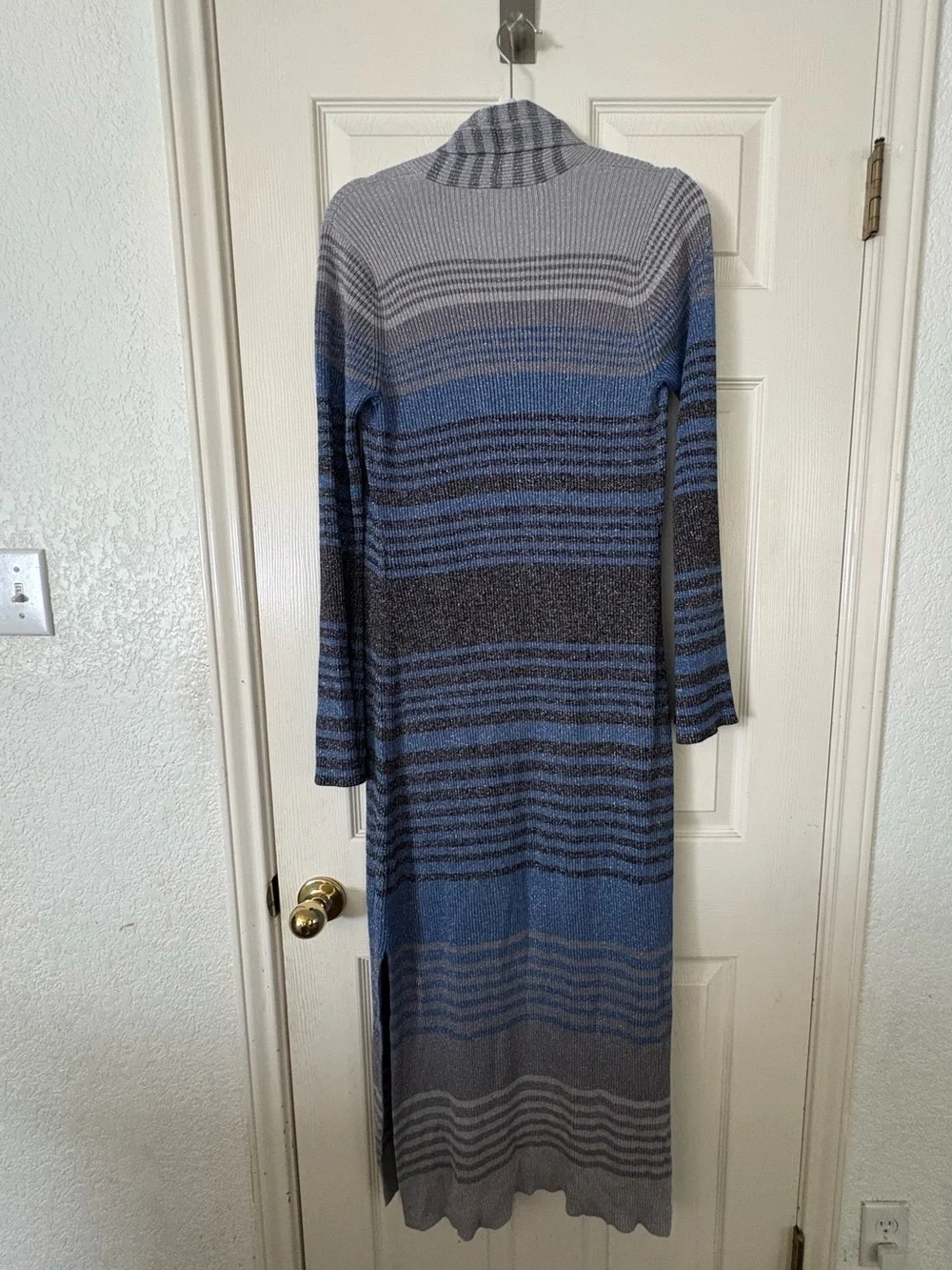 L’AGENCE Marija Long Duster Cardigan Women’s M Metallic Striped Knit #196